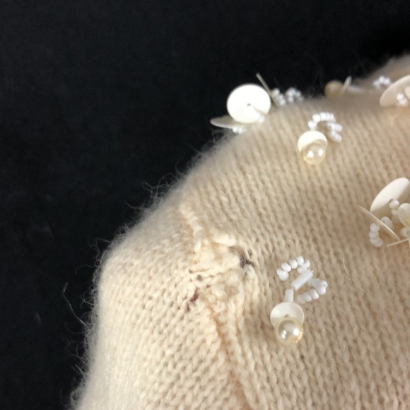 Amazing Vintage B. Altman & Co. Cream Sweater w/Sequins and Beads - Picture 15 of 16